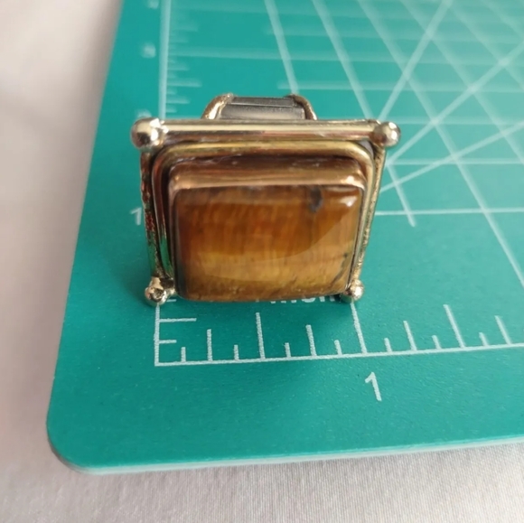 Bulky Unisex Ring Tiger Eye stone Adjustable Size US 7 - Picture 12 of 13